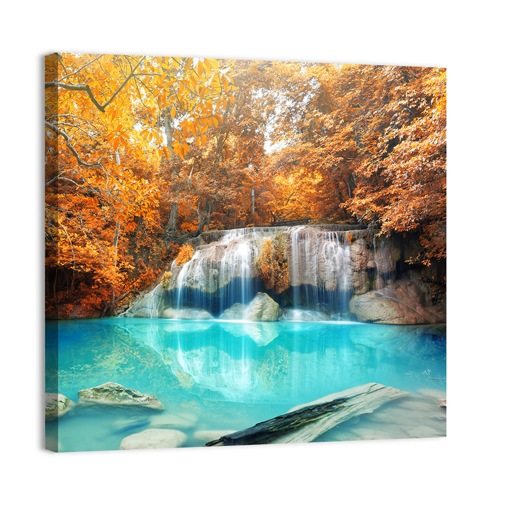 Erawan Waterfall Autumn Reflection Wall Art