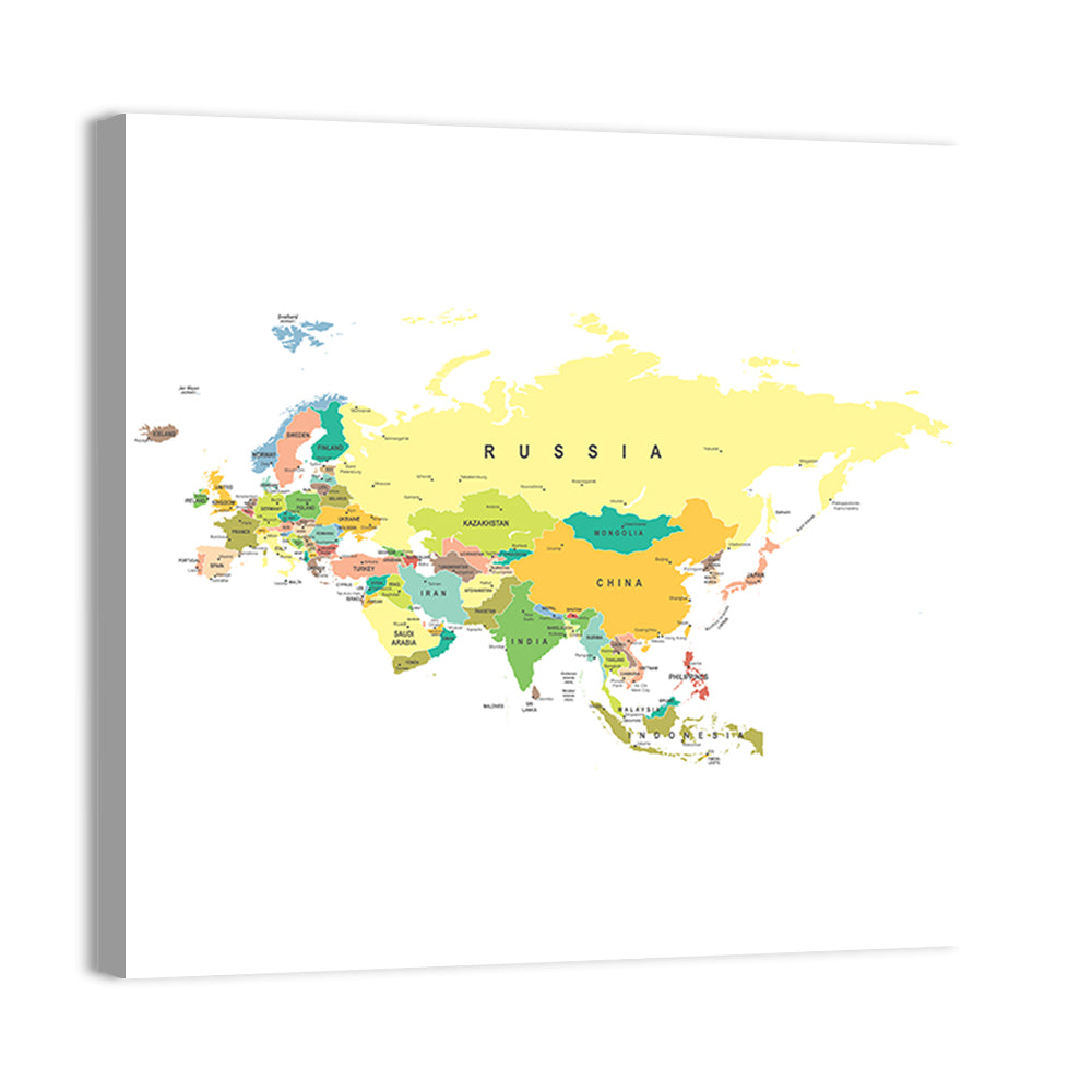 Eurasia Map with Country Labels Wall Art