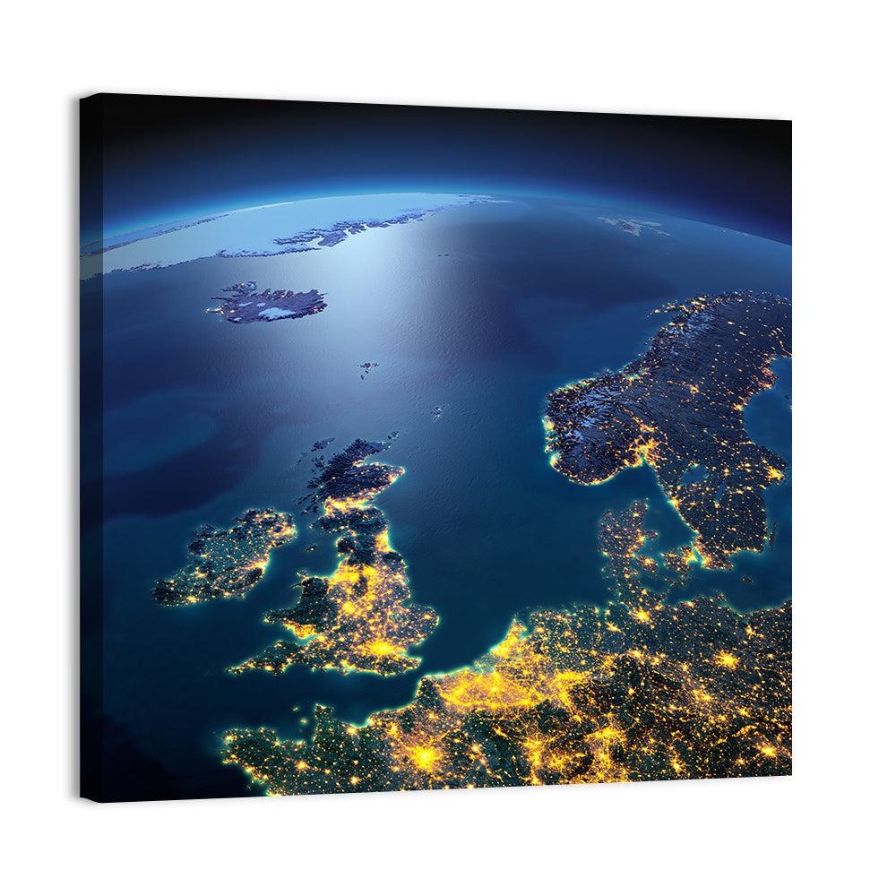 Illuminated United Kingdom from Space Wall Art