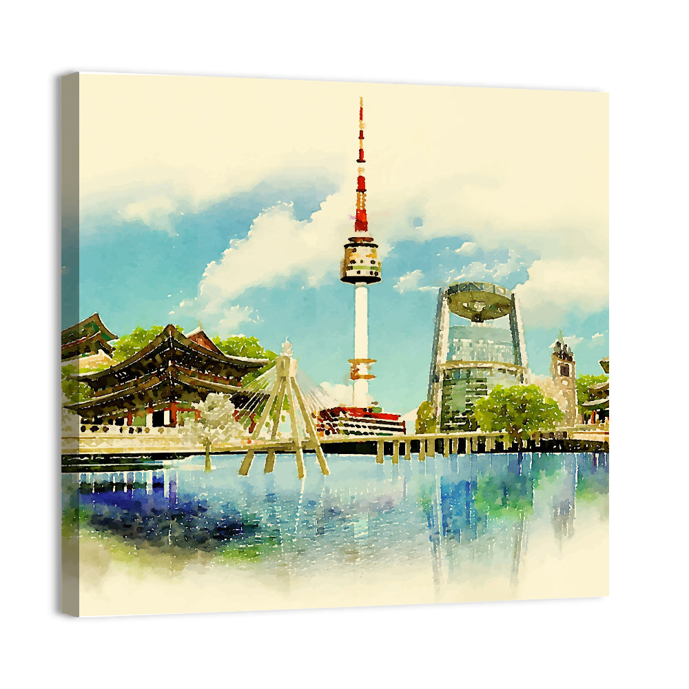 Seoul Skyline with N Seoul Tower Wall Art