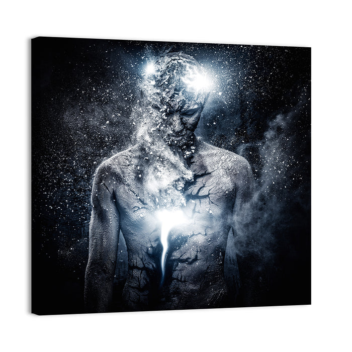 Glowing Core Surreal Portrait Wall Art as a canvas print