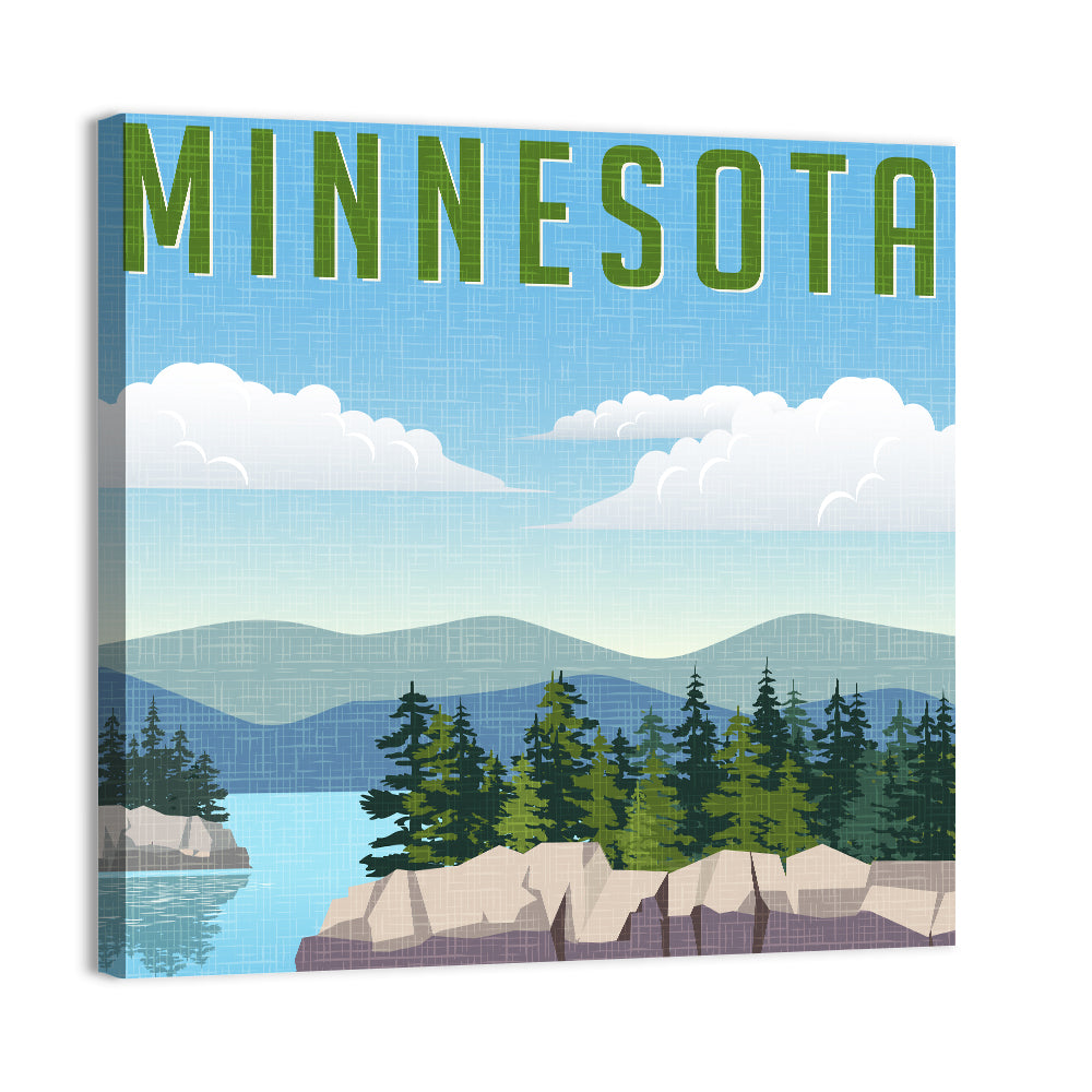 Retro Travel Poster Minnesota Wall Art