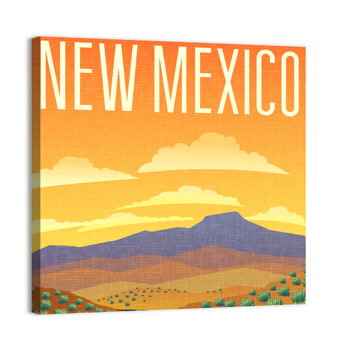 New Mexico Retro Travel Wall Art as a canvas print