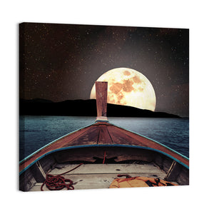 Wooden Boat At Night Wall Art