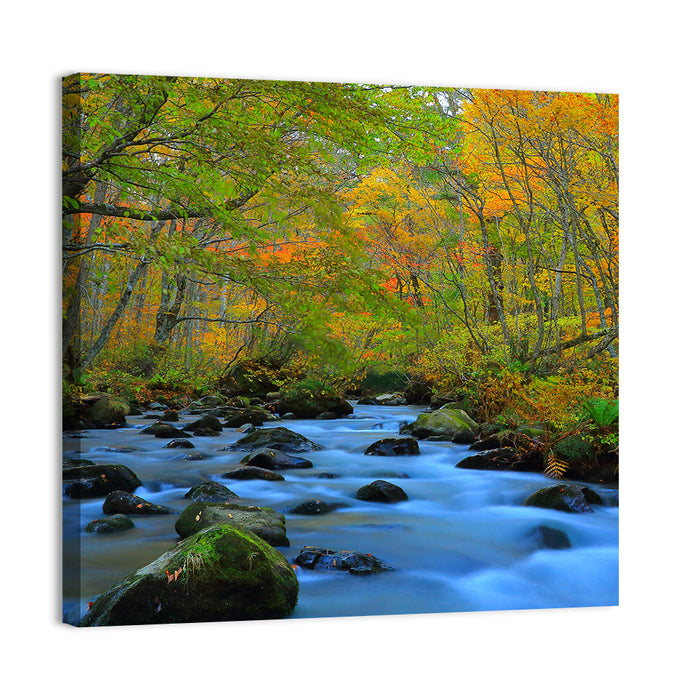 Oirase Gorge Autumn Stream Wall Art as a canvas print