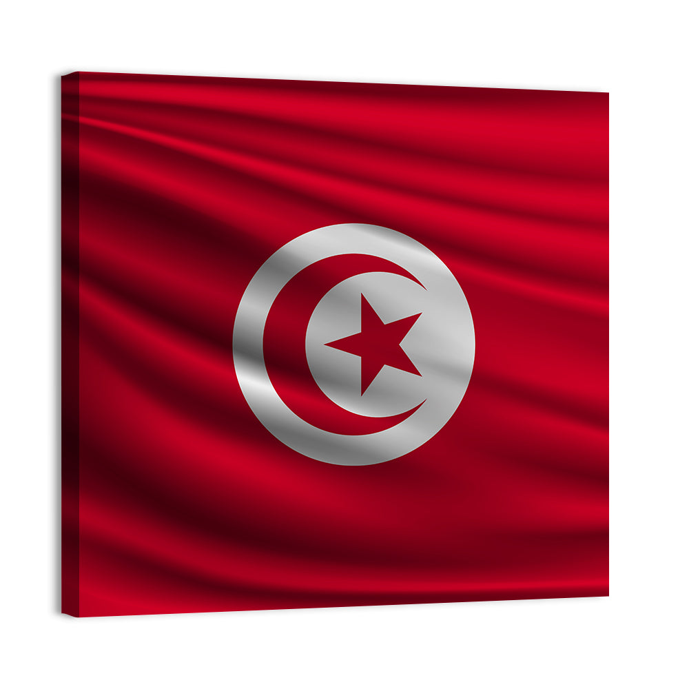 Tunisia Flag with Crescent and Star Wall Art