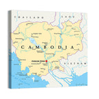 Minimalist Cambodia Political Map Wall Art