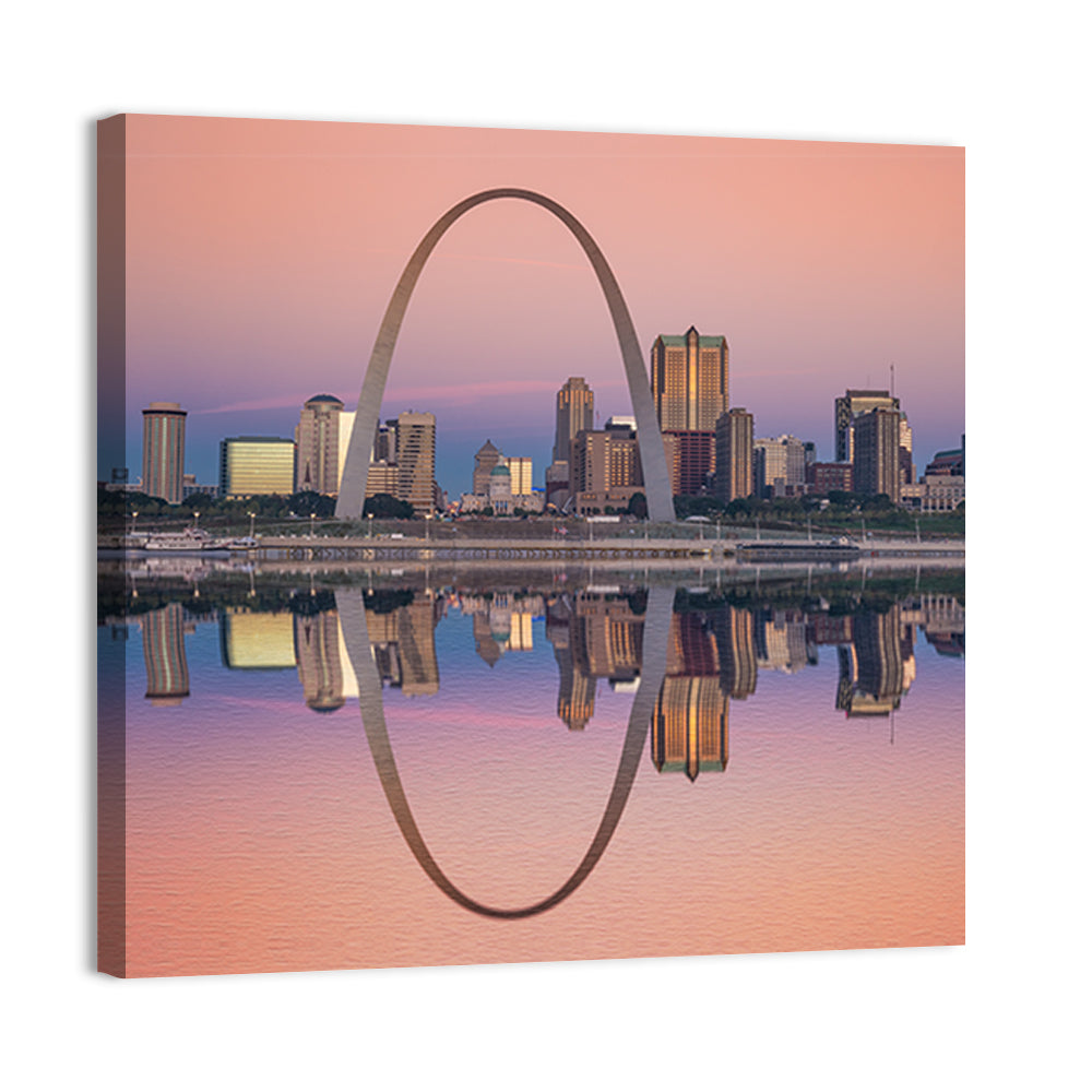 St Louis Skyline Along Mississippi River Wall Art