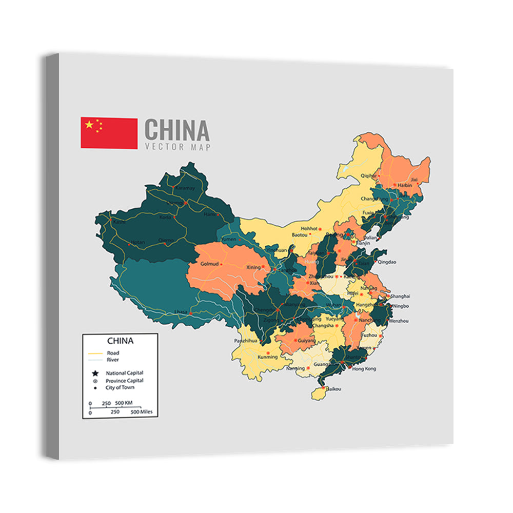 China Political Map Wall Art
