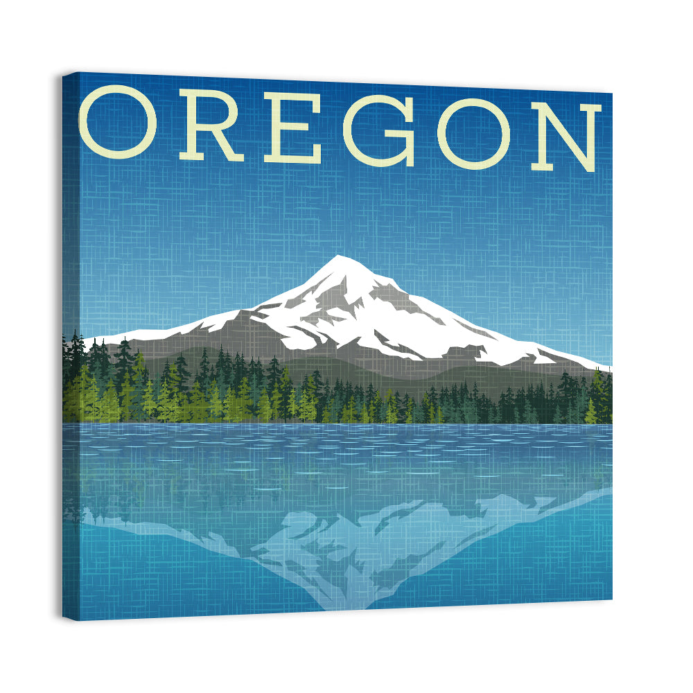 Mount Hood Oregon Travel Wall Art, canvas print, square