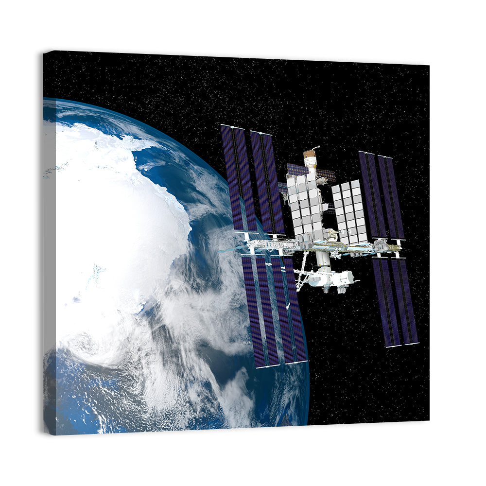 Iss Over Antarctica Wall Art