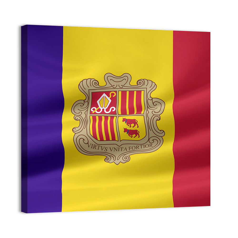 Andorra Flag with Coat of Arms Wall Art