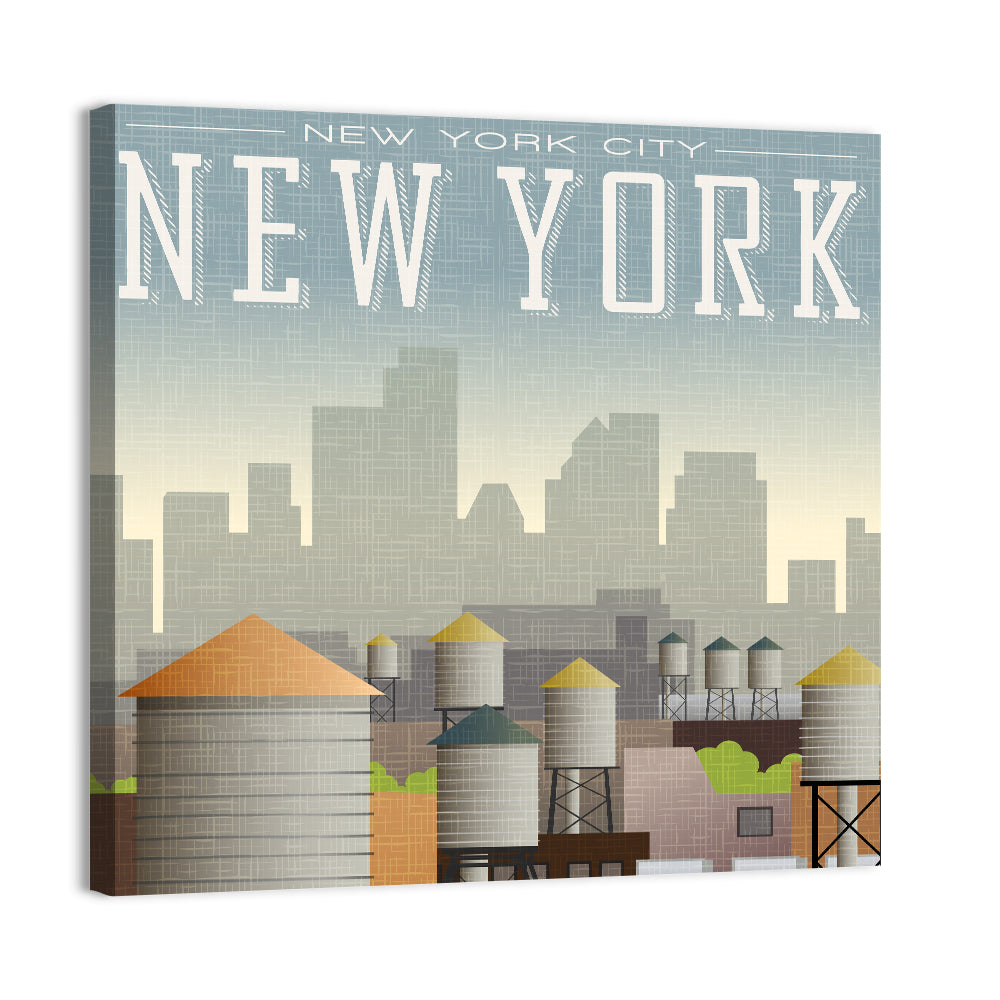 New York Rooftop Skyline Wall Art