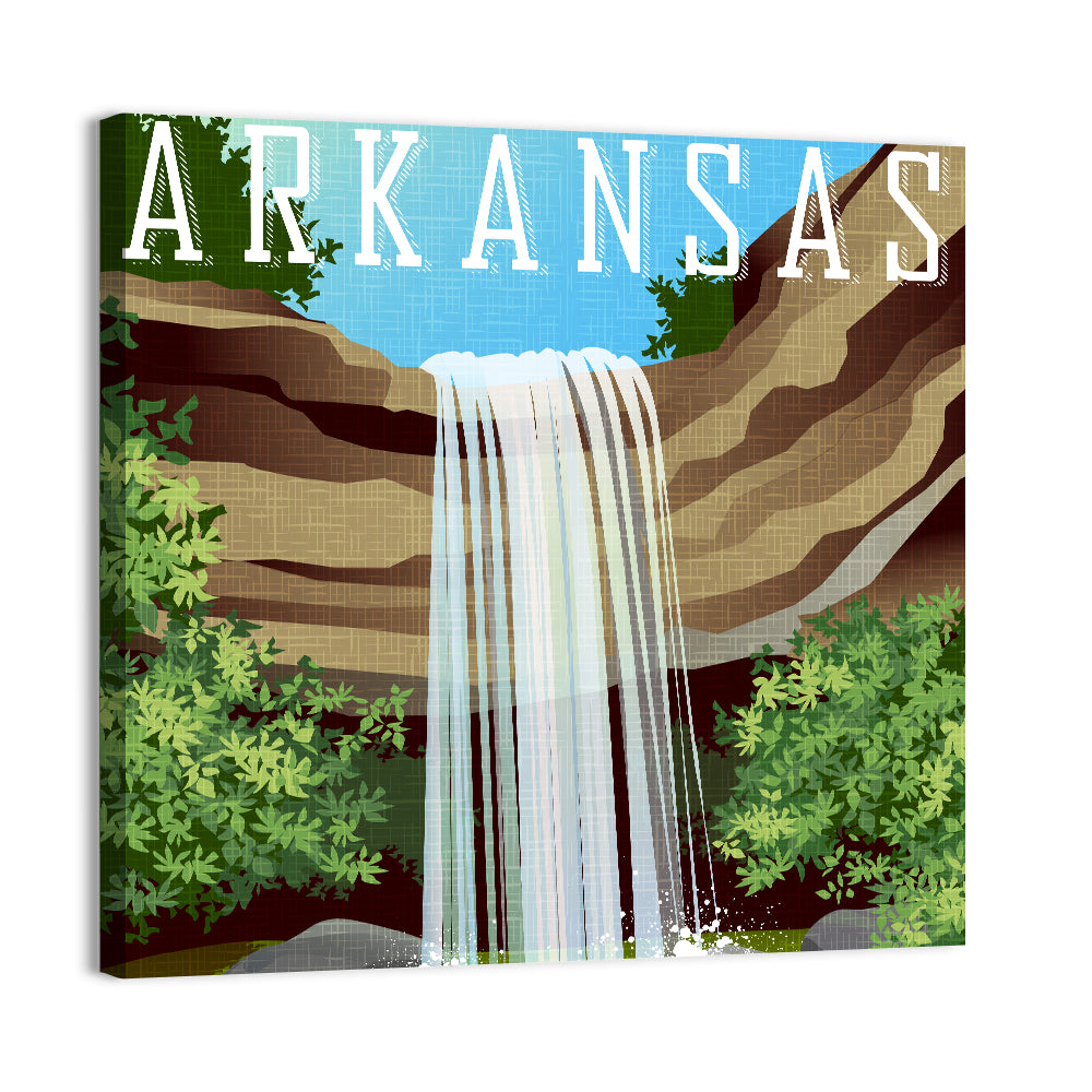 Arkansas Cliff Waterfall Illustration Wall Art