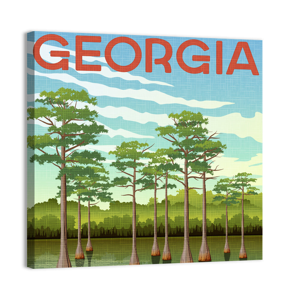 Georgia Cypress Swamp Wall Art, canvas print, square