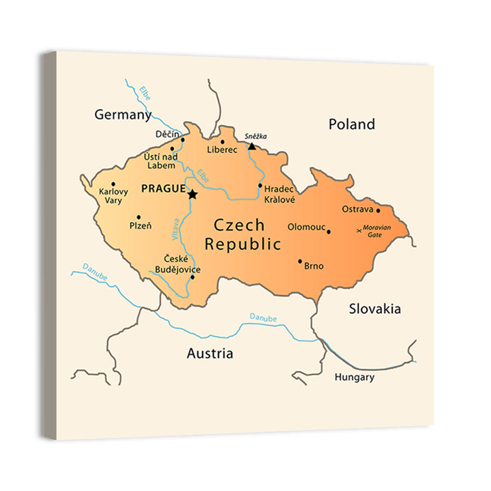 Minimalist Czech Republic Map Wall Art