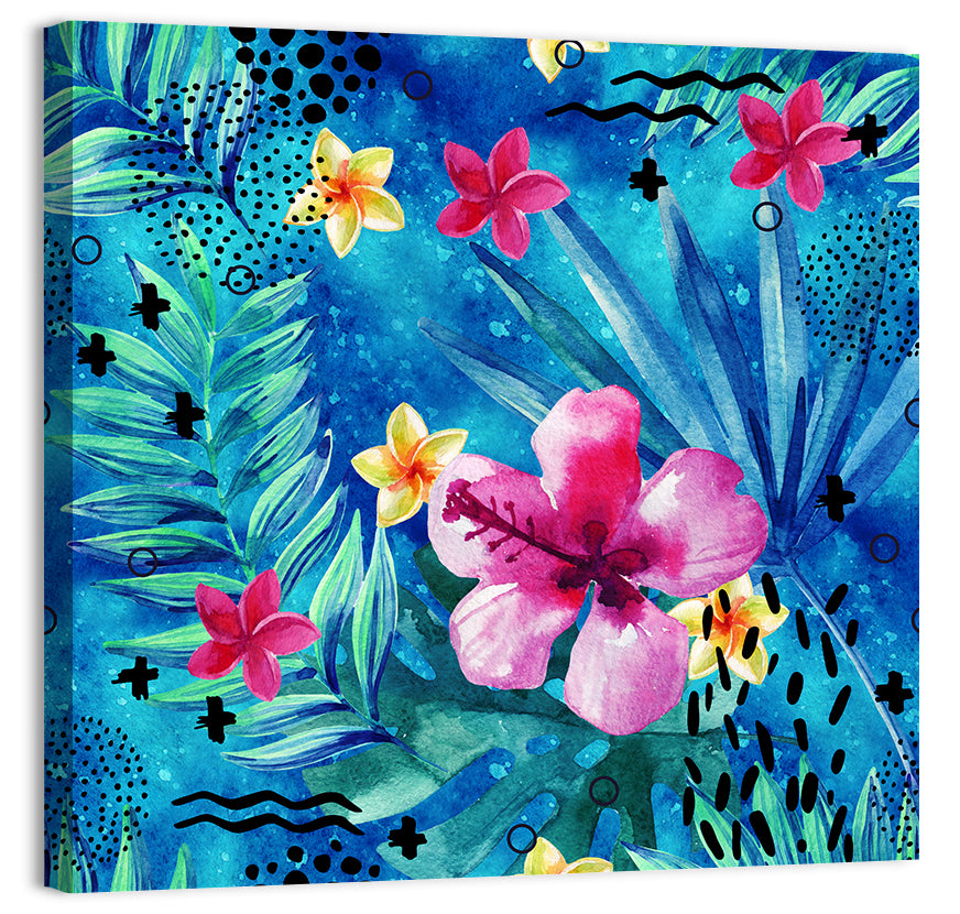 Summer Hibiscus and Frangipani Abstract Wall Art