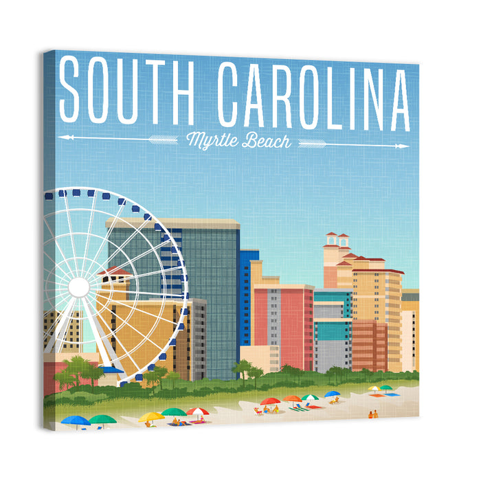 Myrtle Beach Travel Graphic Wall Art as a canvas print