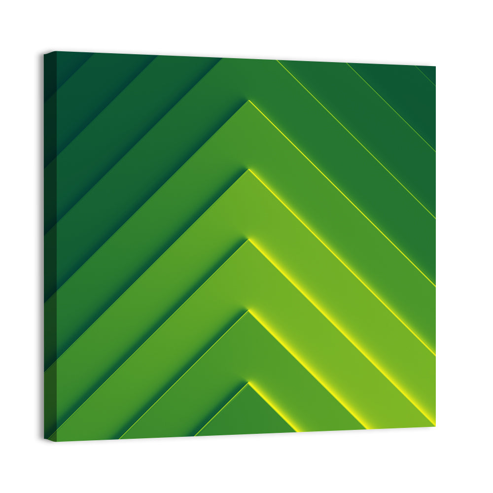 Green Chevron Geometric Abstract Wall Art