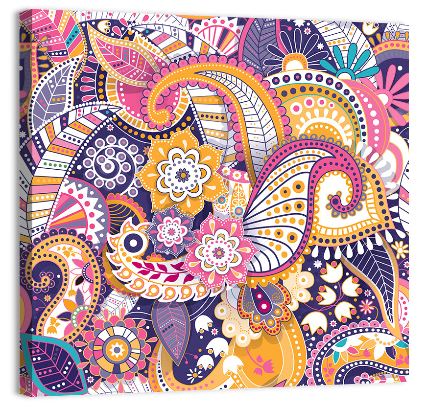 Indian Ornamental Paisley Pattern Wall Art