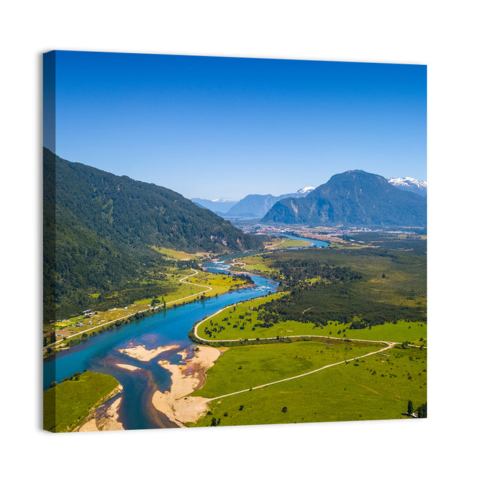 Puerto Aysen River Valley Wall Art as a canvas print