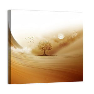 Tree In Desert Wall Art