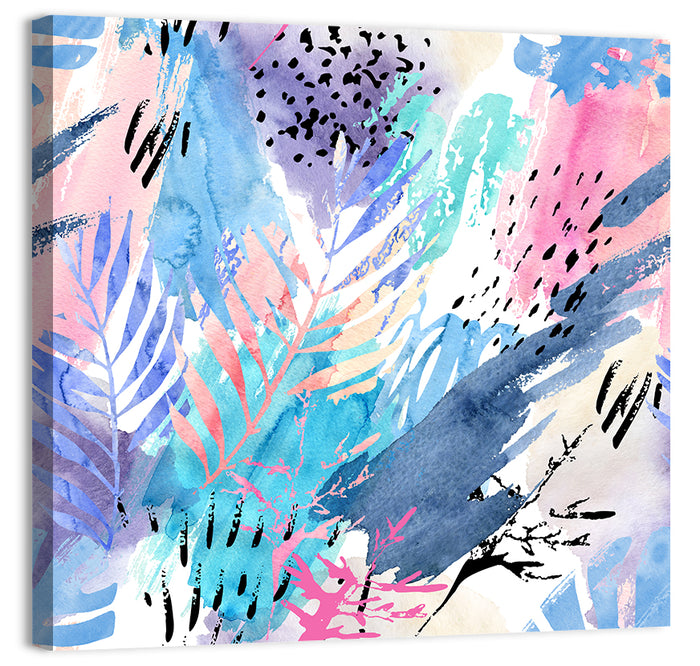 Palm Leaf Watercolor Collage Wall Art as a canvas print
