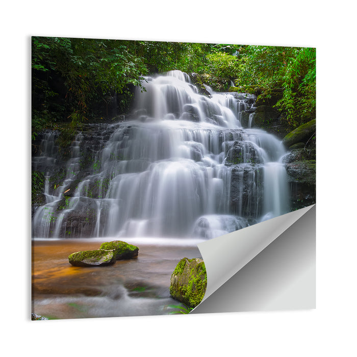 Mun Daeng Waterfall with Mossy Boulders Wall Art as a poster print