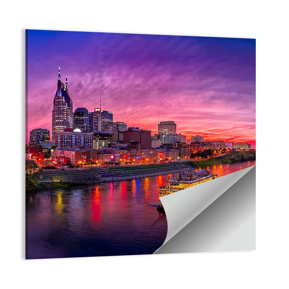 Nashville Riverfront Skyline at Dusk Wall Art