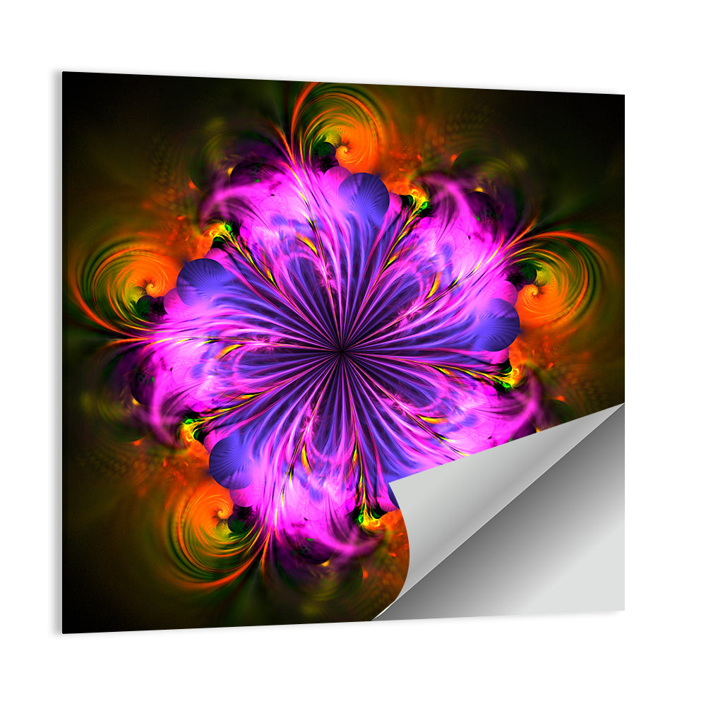 Vibrant Fractal Flower Wall Art