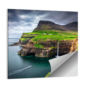 Gasadalur Waterfall In Faroe Island Wall Art