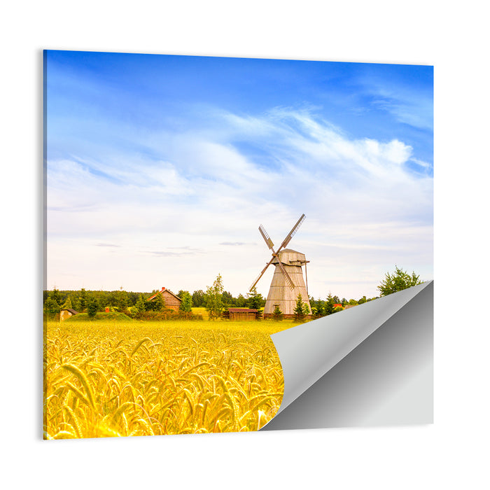 Dudutki Windmill in Golden Fields Wall Art as a poster print