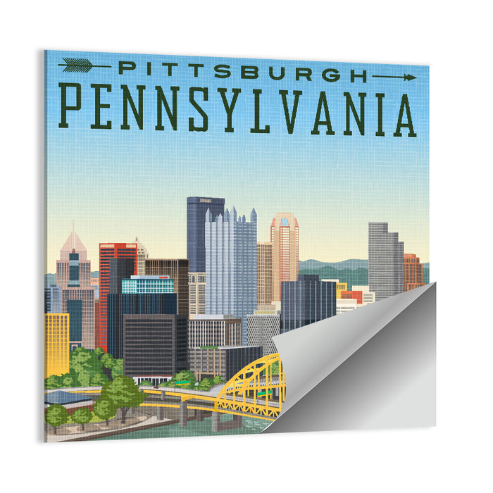 Pittsburgh Fort Pitt Bridge Skyline Wall Art as a poster print