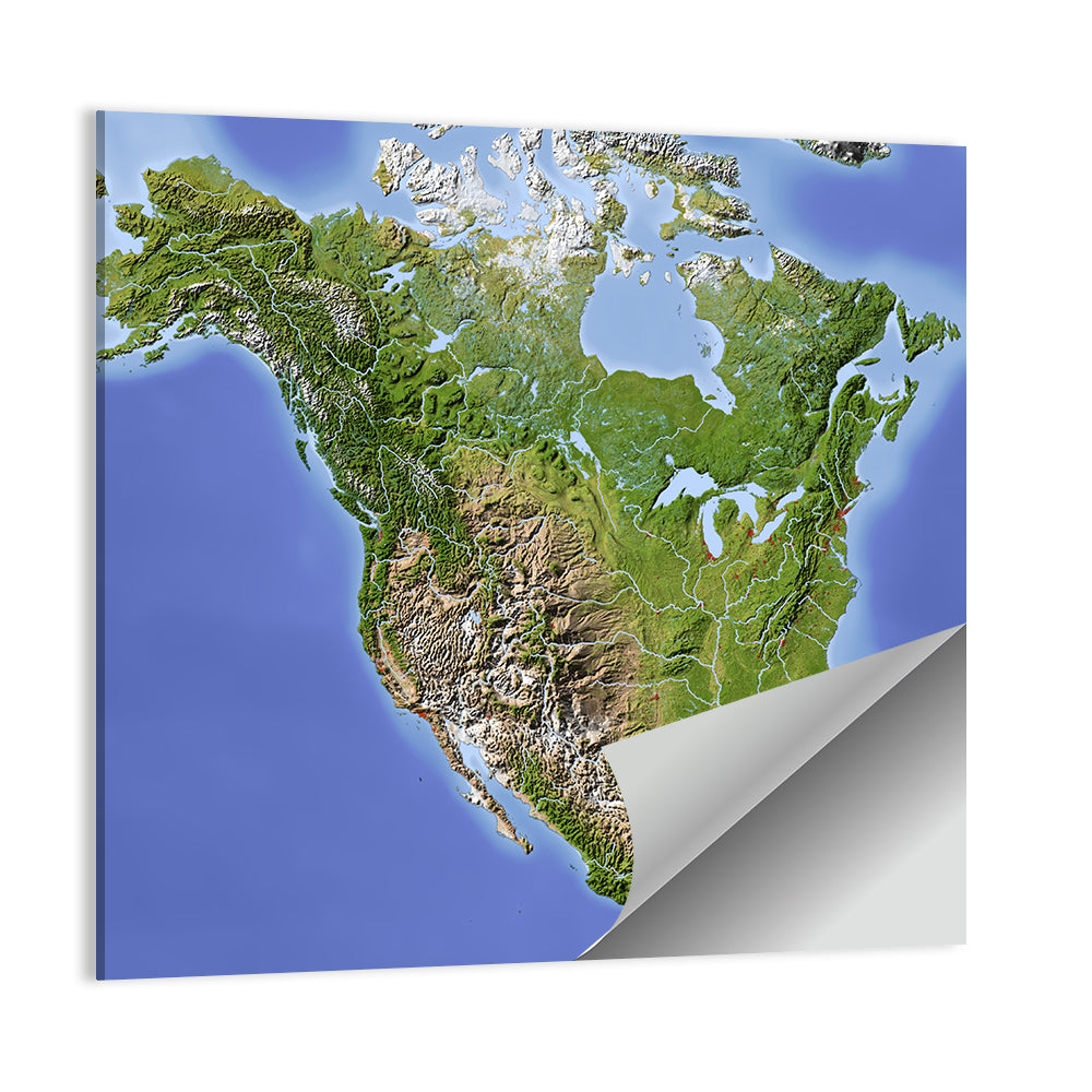 North America Topographic Map Wall Art