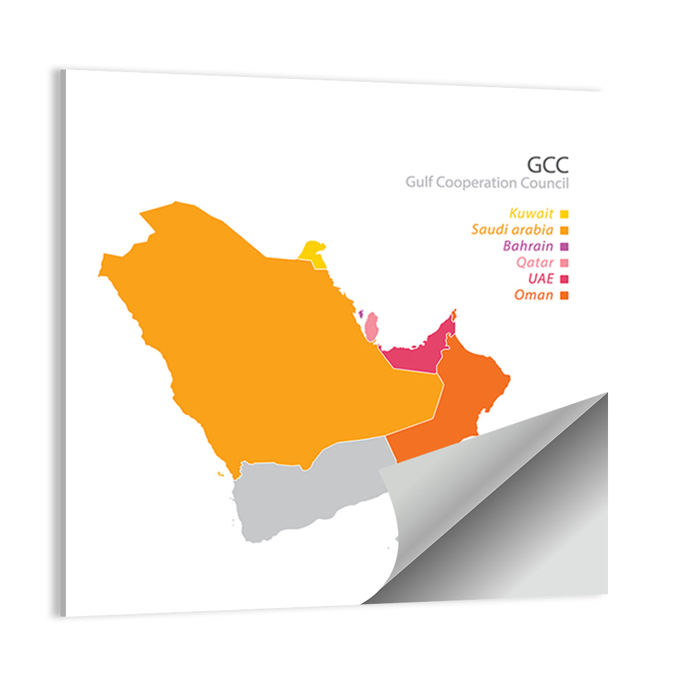 Gcc Countries Map Wall Art