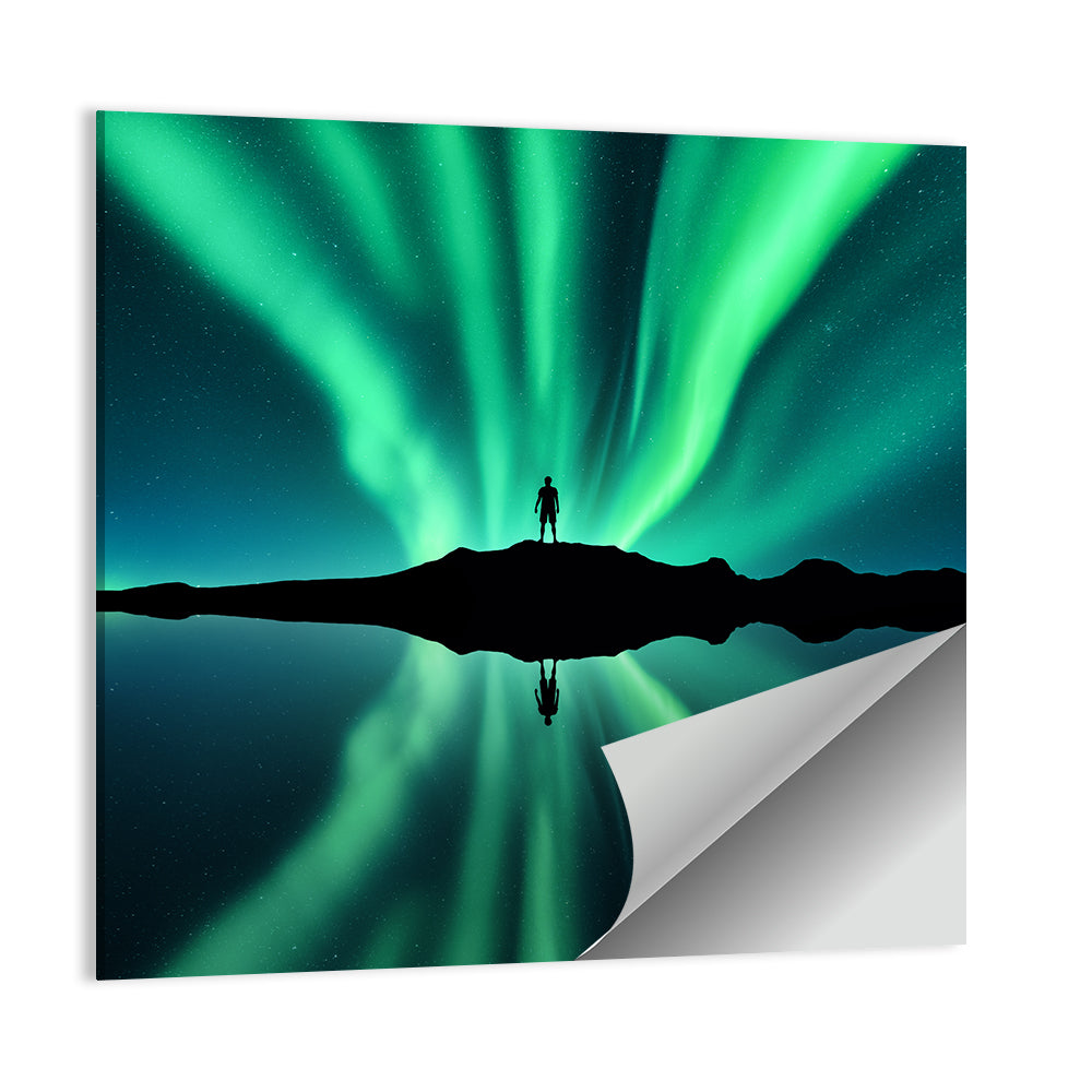 Northern Lights Over Mountain Lake, Norway Wall Art