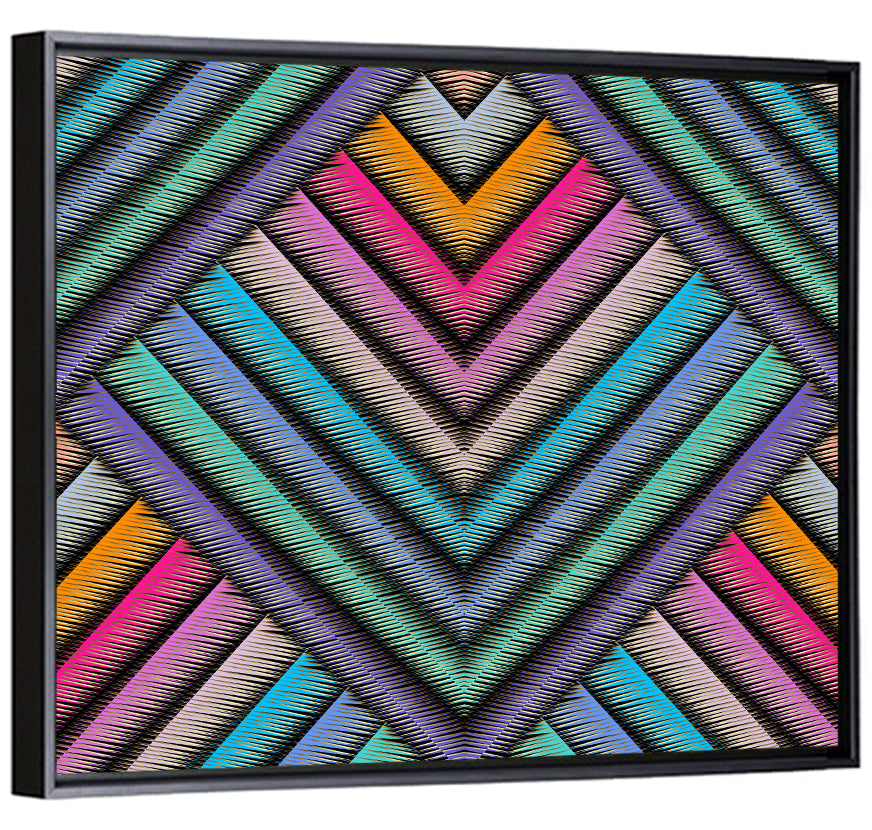 Embroidered Chevron Stripe Pattern Wall Art