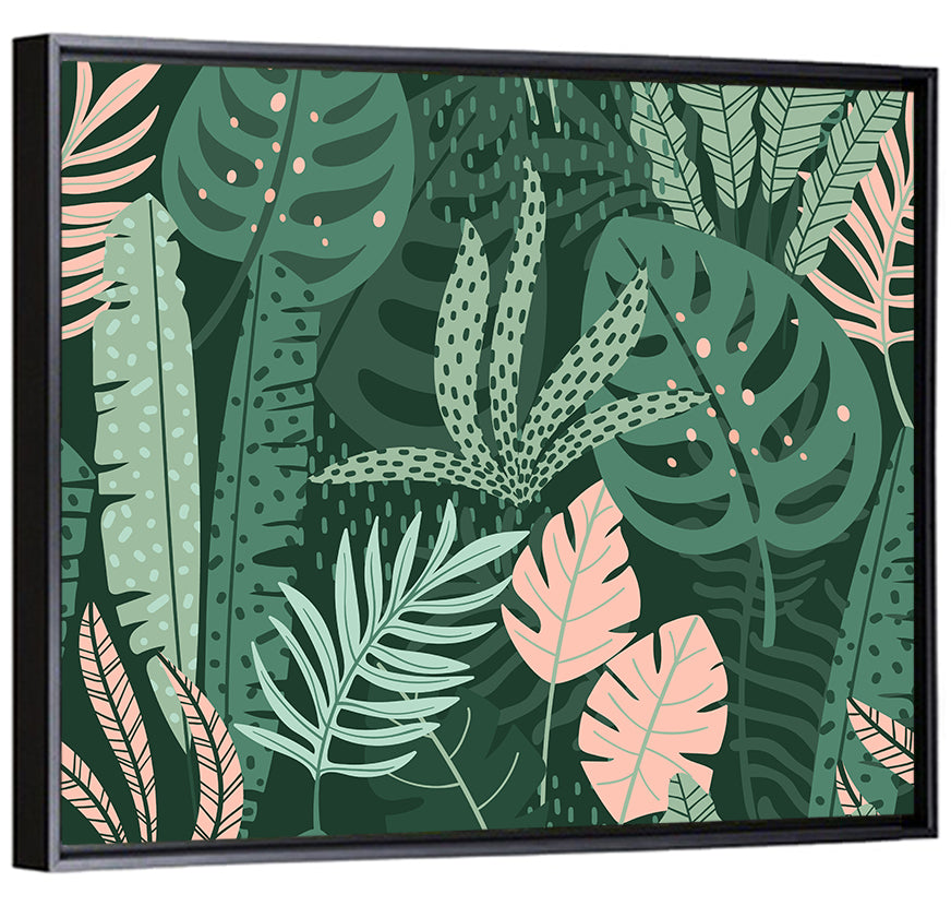 Polka Dot Tropical Leaf Pattern Wall Art