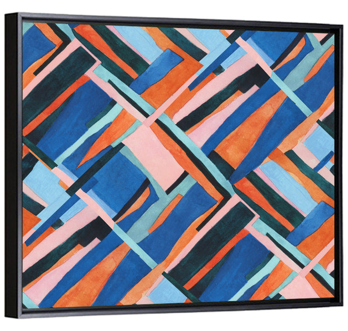 Watercolor Diagonal Grid Wall Art as a framed canvas