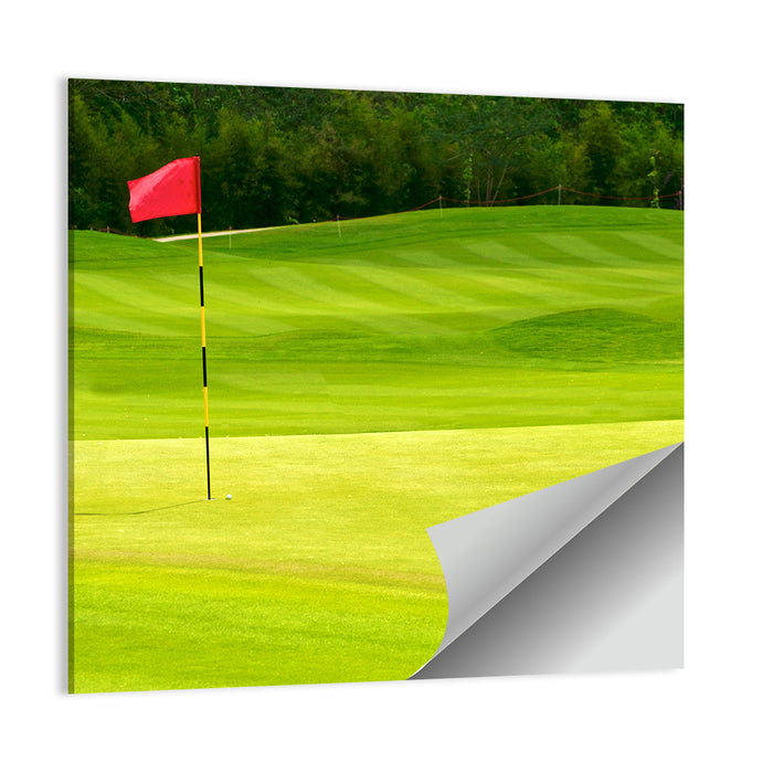 Red Golf Flag on the Green Wall Art as a poster print