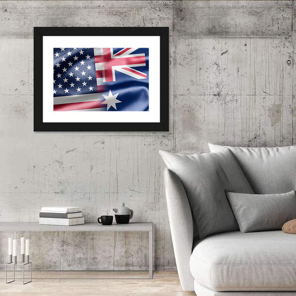 American and Australian Flag Composite Wall Art