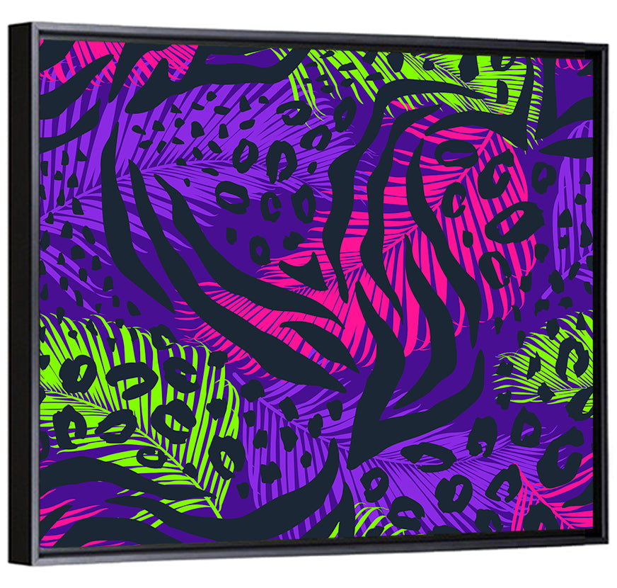 Neon Tropical Leaf Pattern Wall Art