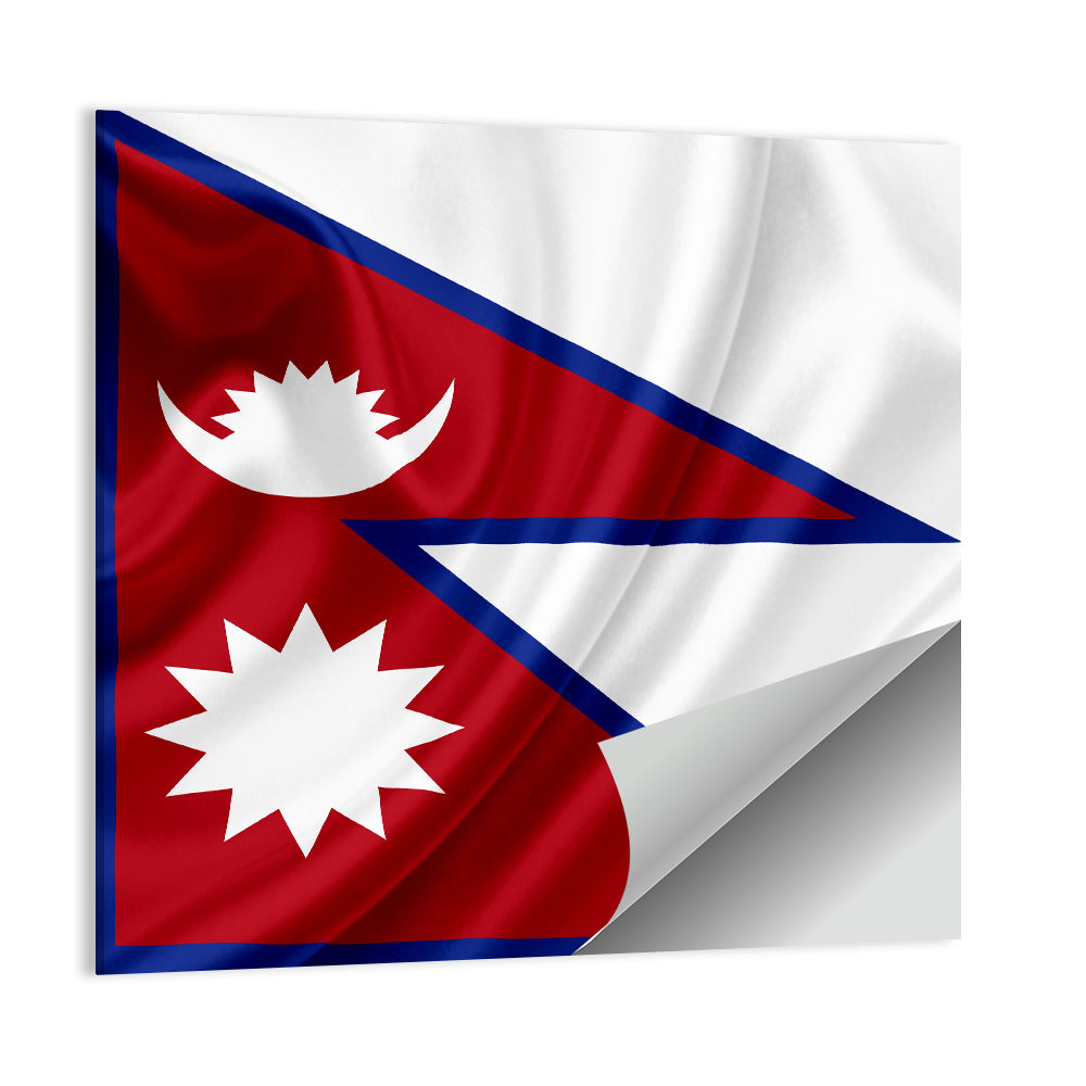 Nepal Flag with Moon and Sun Wall Art