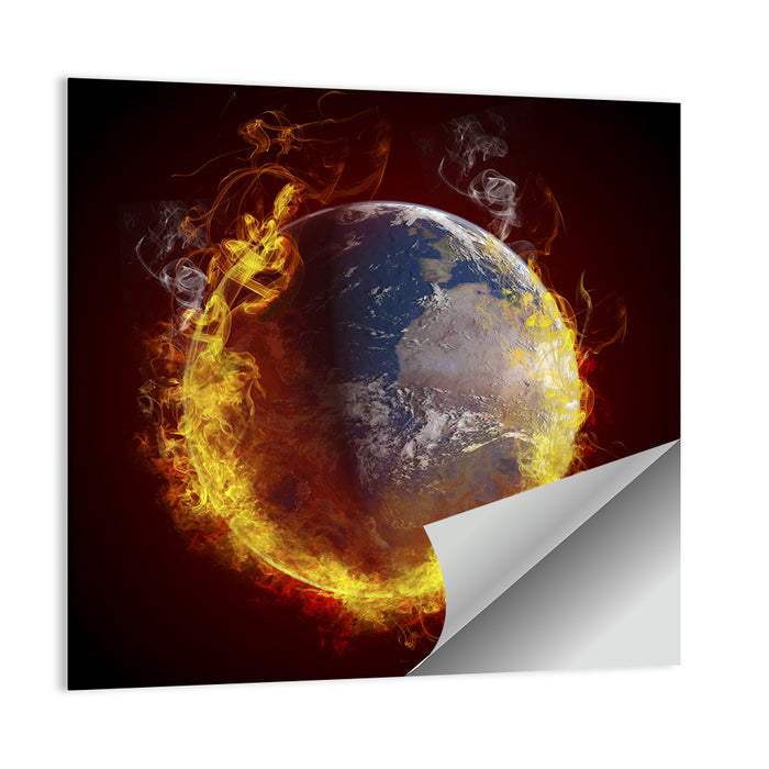 Burning Planet Earth Wall Art as a poster print