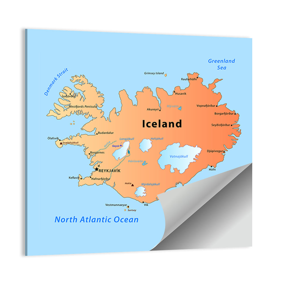 Iceland Map Wall Art