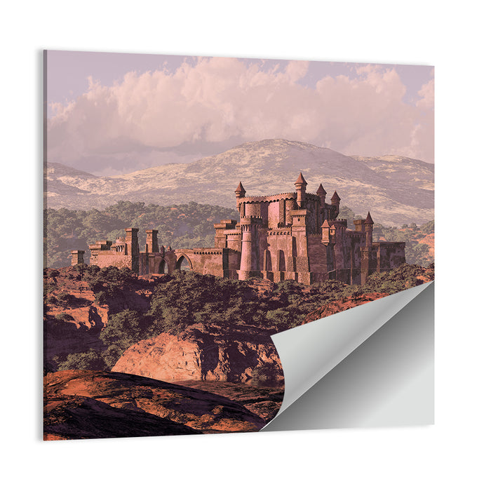 Medieval Fortress on Rocky Plateau Wall Art as a poster print