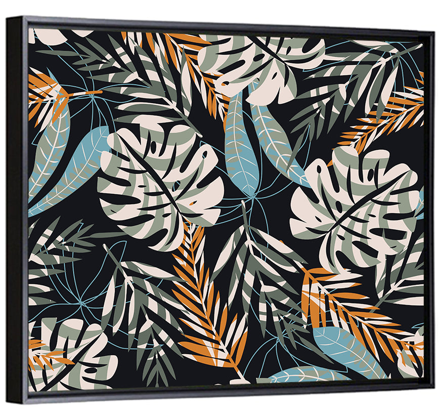 Monstera and Palm Leaves Pattern Wall Art
