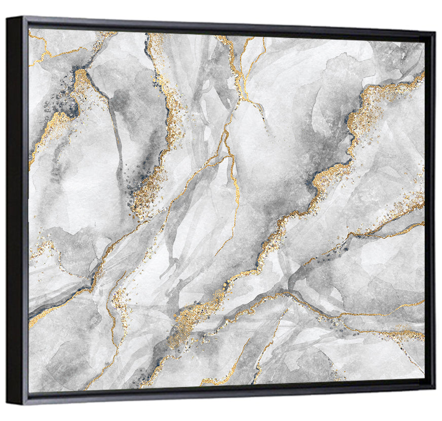 White Marble with Gold Veins Wall Art