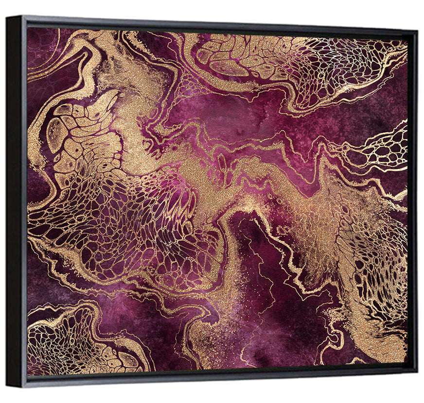 Purple and Gold Marble Abstraction Wall Art