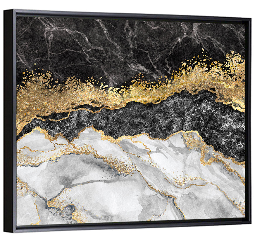 Gold Veined Marble Layers Wall Art